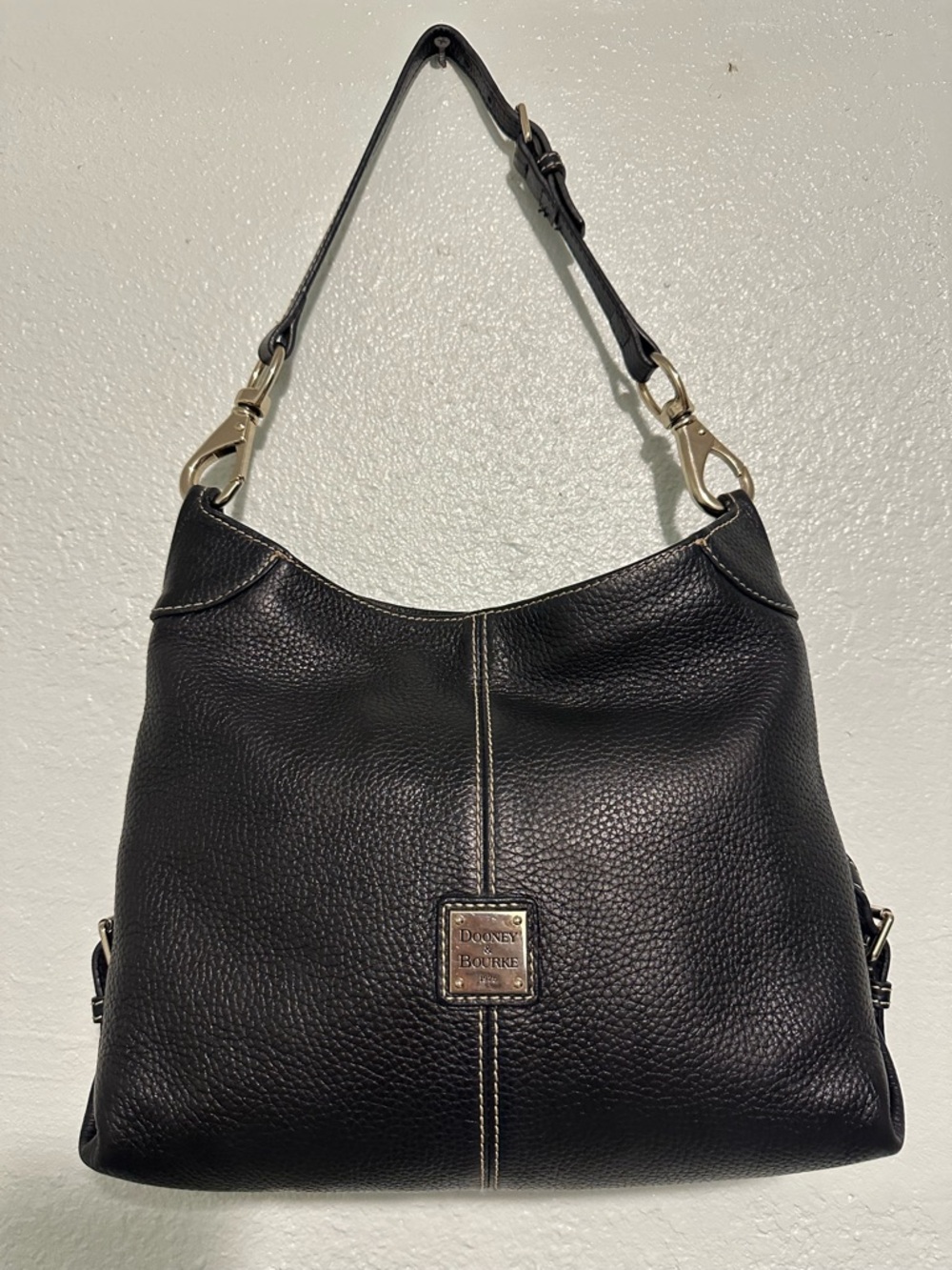 Dooney & Bourke Black Pebble Leather Hobo Shoulder and Crossbody Bag